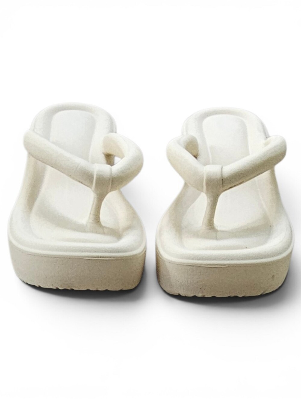 Cream Platform Flip Flop Sandals Size 8 - Picture 2 of 10